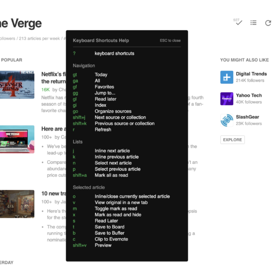 Feedly’s 25 Keyboard Shortcuts – Feedly Blog