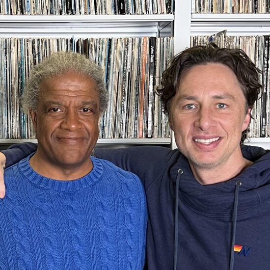 Zach Braff and Elvis Mitchell at KCRW HQ.