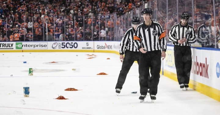 Don’t throw trash on the ice, Edmonton Oilers plead following Game 1 loss – Edmonton