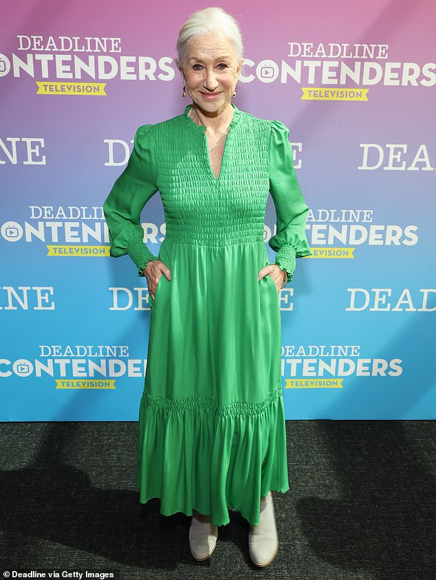Helen Mirren wows in a green dress with Elle Fanning and Kerry Washington at Deadline Contenders