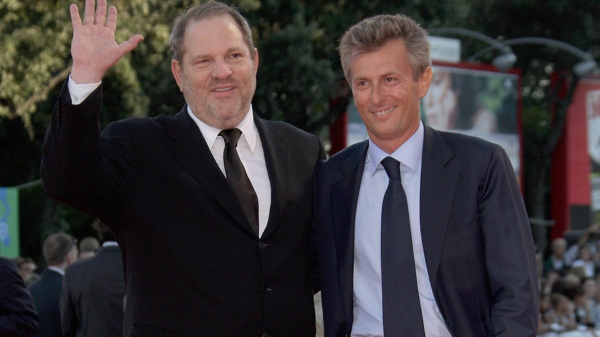 Harvey Weinstein and Fabrizio Lombardo attend the Michael Clayton Premiere