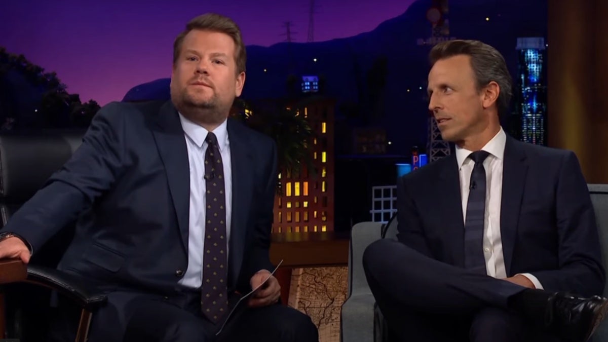 Watch James Corden’s Team Beg Seth Meyers to Hire Them