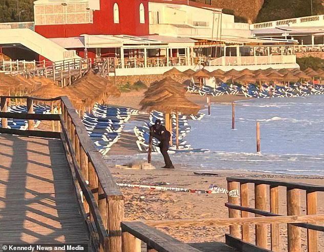 Police investigate the body Emma found on the beach, on the Spanish island of Menorca
