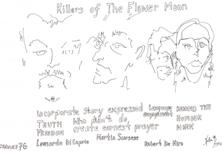 Leo, Martin and Robert sketched by Nesta for ” Killers of The Flower Moon “