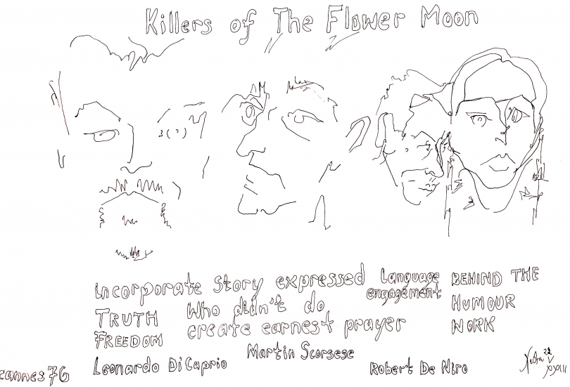 Leo, Martin and Robert sketched by Nesta for " Killers of The Flower Moon "