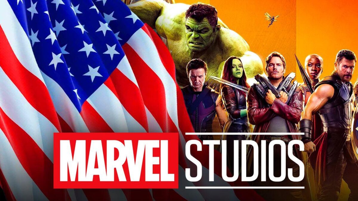 Marvel Studios logo, American Flag, Avengers