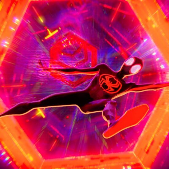 Miles Morales falls through an interdimensional portal in Spider-Man: Across the Spider-Verse