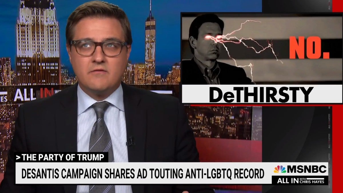 Chris Hayes Drags Ron DeSantis for ‘Weird, Alienating’ Campaign: ‘DeThirsty’ (Video)