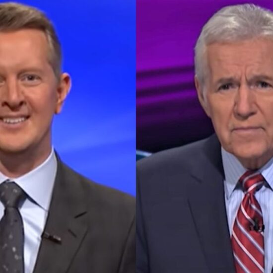 Ken Jennings and Alex Trebek as hosts of Jeopardy!