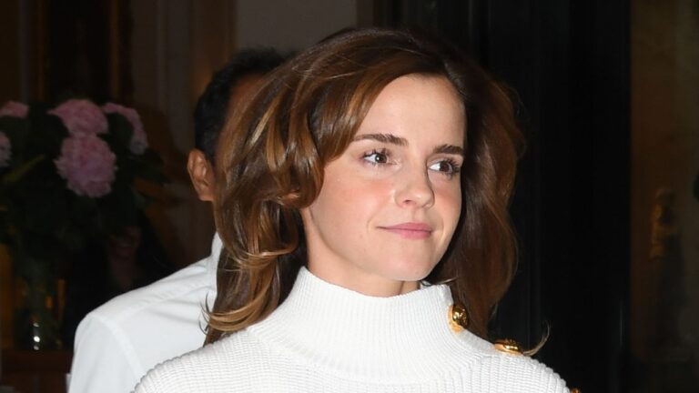 Emma Watson’s White Sweater and Miniskirt Combo Is So Rory Gilmore Coded