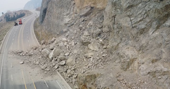 Highway 97 rockslide: Two lanes open starting Friday – Okanagan