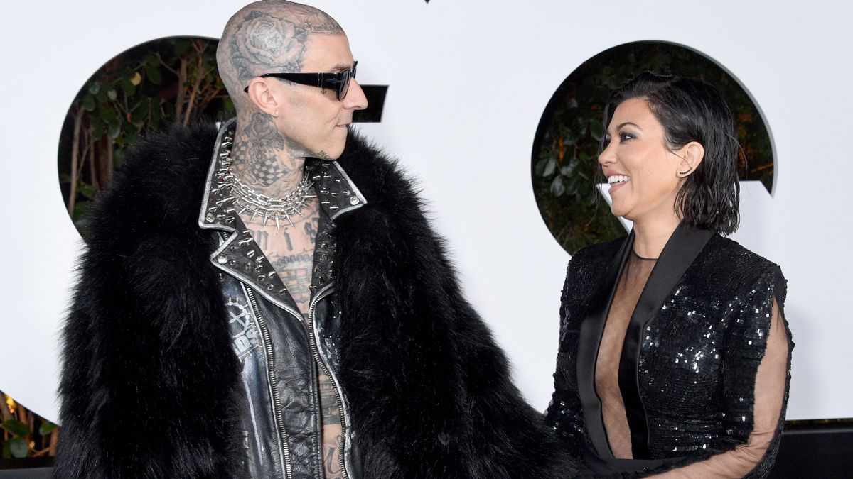 Travis Barker and Kourtney Kardashian attend the 2022 GQ Men Of The Year Party Hosted By Global Editorial Director Will Welch at The West Hollywood EDITION on November 17, 2022 in West Hollywood, California