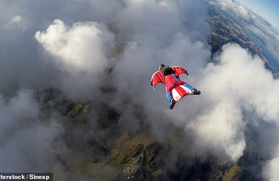 Nicolas Galy, 40, dove out of the aircraft at around 14,000ft clad in a sleek wingsuit - a full-body contraption that lets the wearer glide like a bird (stock image)