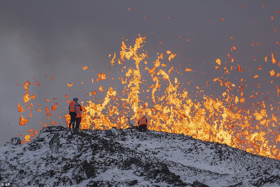 Hiker has to be rescued by helicopter after getting ‘lost’ near erupting Icelandic volcano and making SOS signals to passing aircraft