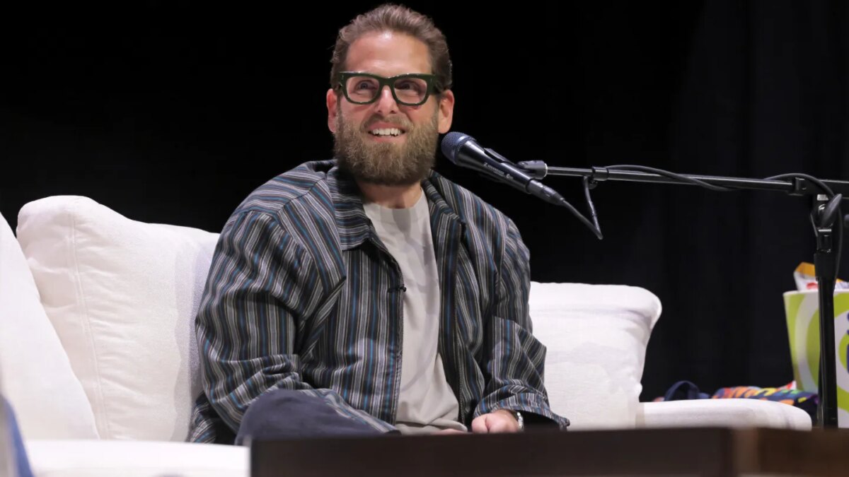 Jonah Hill speaks on stage during SiriusXM’s ‘SmartLess LIVE’ at Avalon Hollywood on April 25, 2026.
