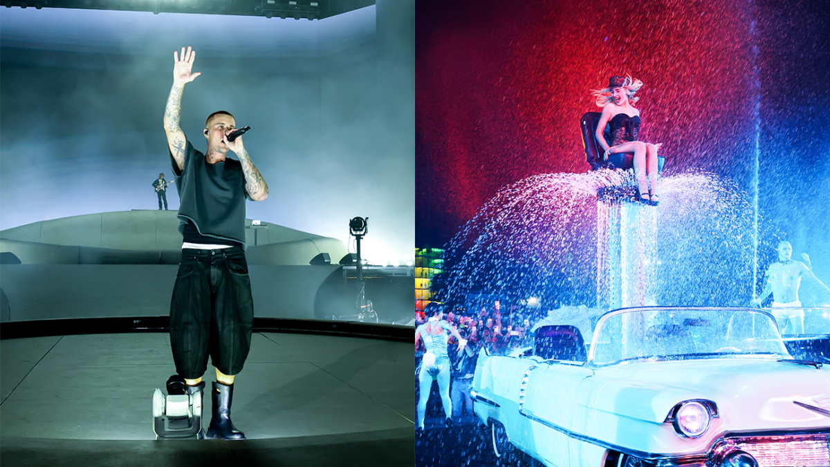 Justin Bieber and Sabrina Carpenter performing at Coachella.