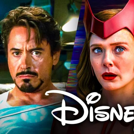 Tony Stark in Iron Man, Wanda in WandaVision, Disney Plus logo