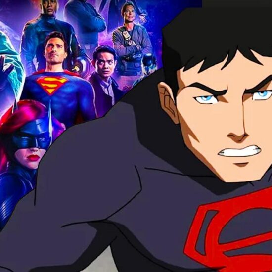 Arrowverse main superheroes from Crisis on Infinite Earths poster, Superboy.