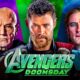Avengers: Doomsday superheroes Professor X, Thor, Sentry, Avengers Doomsday logo