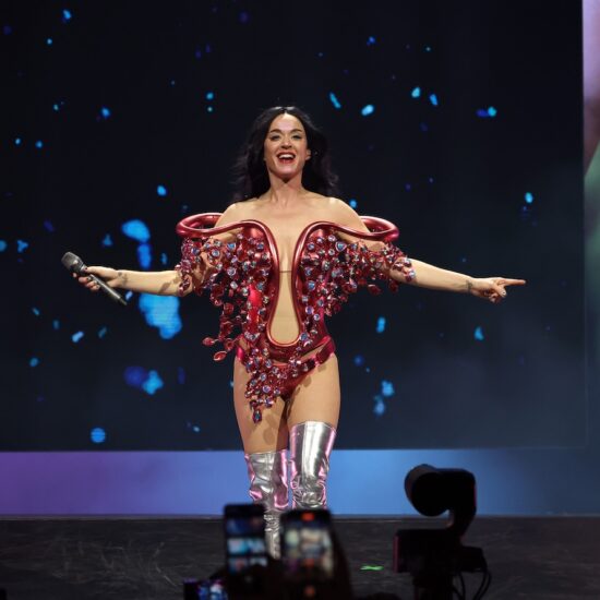 Katy Perry performs onstage in 2025. (Credit: Kevin Mazur/Getty Images for Katy Perry)
