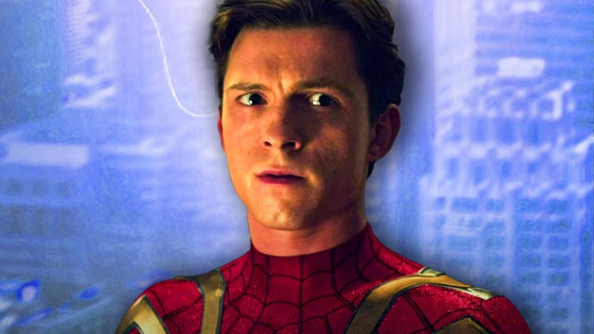 Tom Holland as Spider-Man.