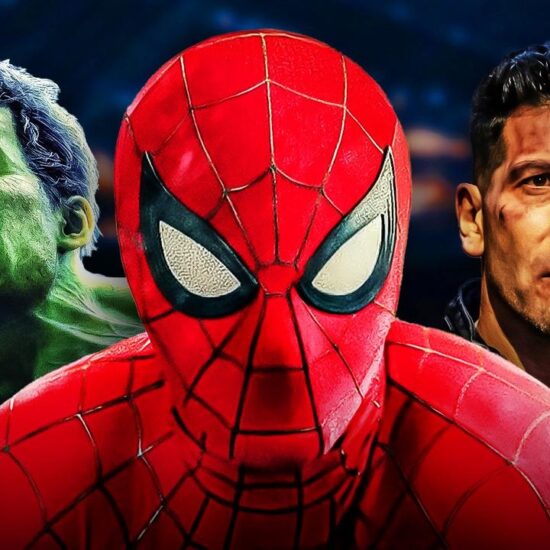 Spider-Man with the Hulk and Punisher behind him.