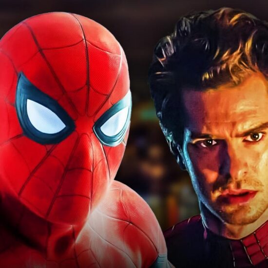 Tom Holland as Spider-Man, Andrew Garfield as Spider-Man.
