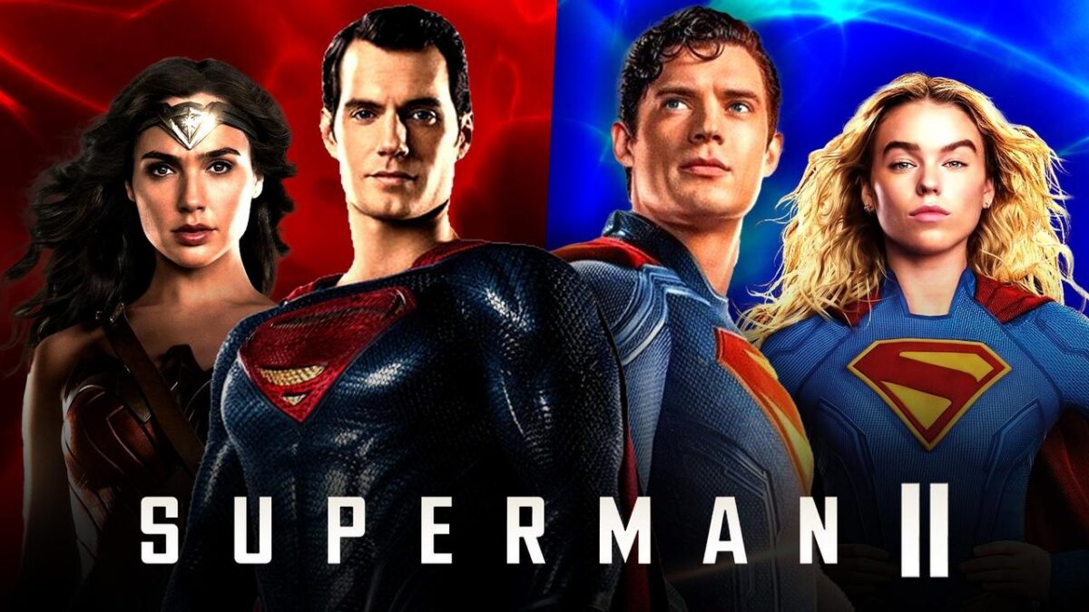 Henry Cavill Superman, Gal Gadot Wonder Woman, David Corenswet Superman, Milly Alcock Supergirl.