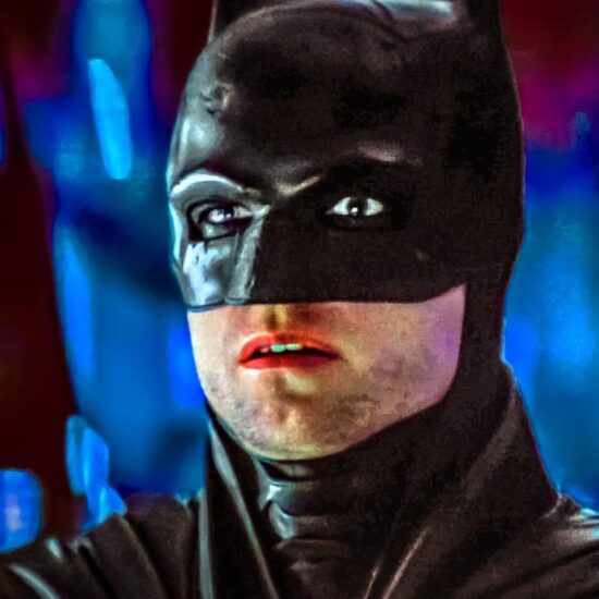 Robert Pattinson as Batman in cowl