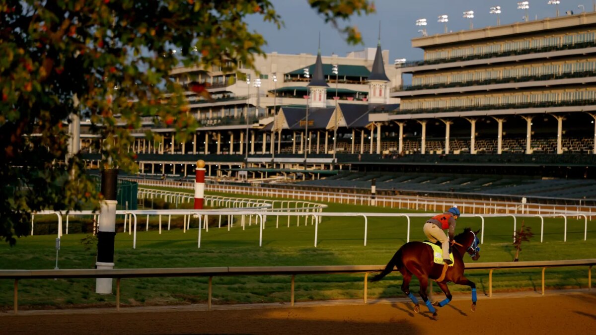 So Happy trains on the track during morning workouts ahead of the running of the 152nd Kentucky Derby at Churchill Downs on May 1, 2026, in Louisville, Kentucky.