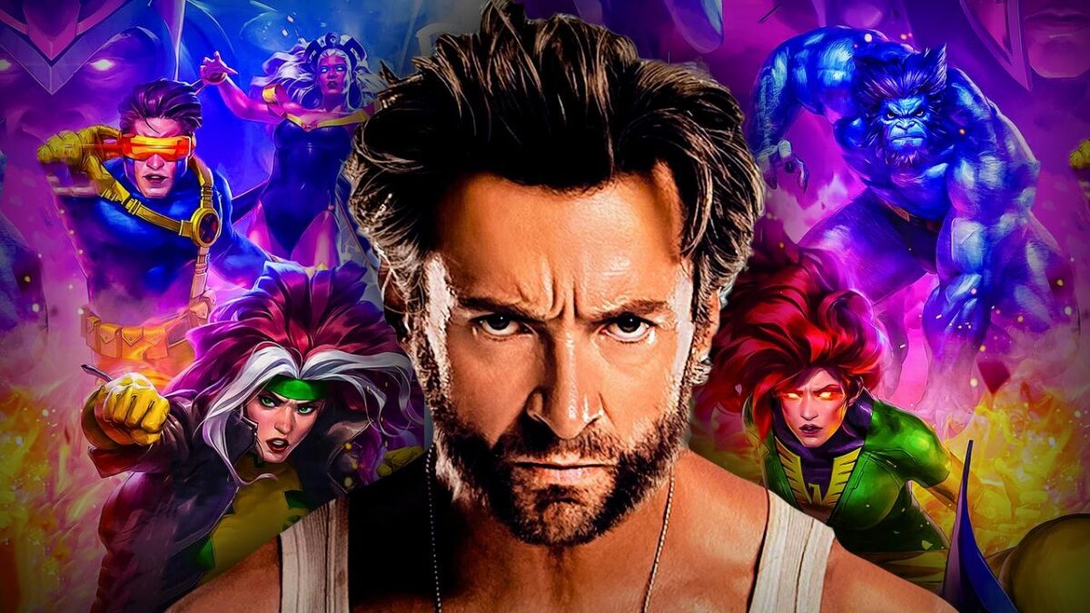 Hugh Jackman's Wolverine, animated X-Men heroes Cyclops, Storm, Rogue, Jean Grey, Beast