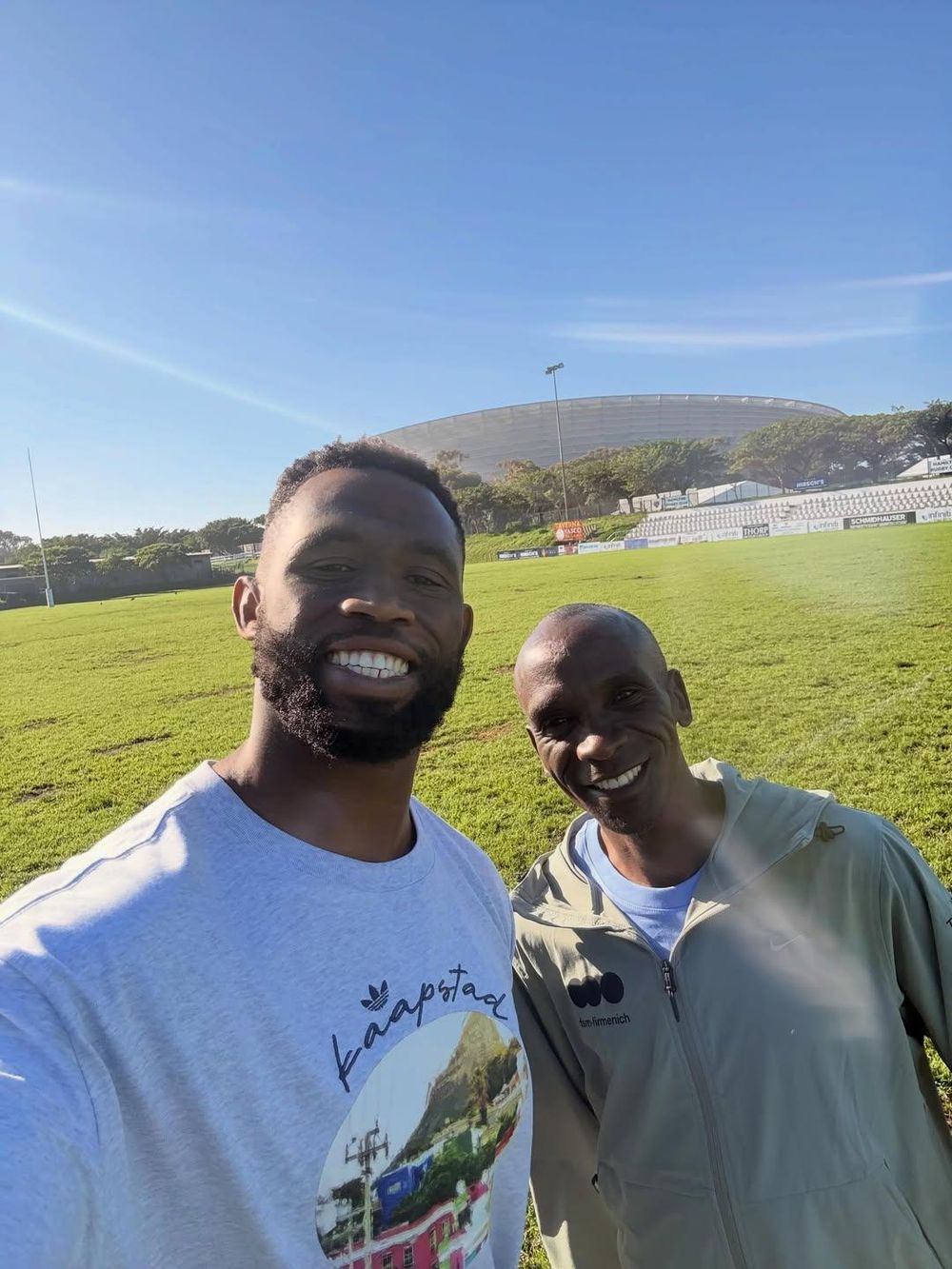 ‘I can call you a friend now’: Eliud Kipchoge inspired by Siya Kolisi during Cape Town visit