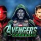Cyclops, Doctor Doom, and Doctor Strange; Avengers: Doomsday logo.