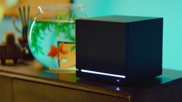 The Steam Machine next to a fish bowl