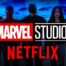 Marvel Studios and Netflix logos and superheroes