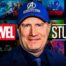 Marvel Studios logo, MCU movie posters in background, Kevin Feige