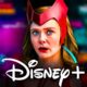 Wanda in WandaVision, Marvel Studios slate logos, Disney Plus logo