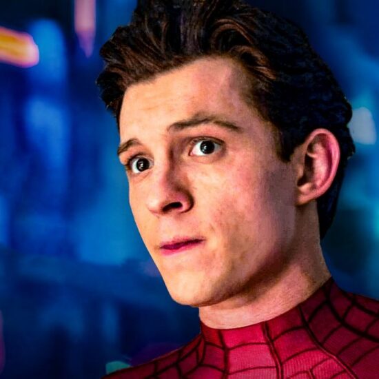 Tom Holland as Spider-Man in Spider-Man suit unmasked