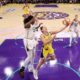 Kelsey Plum #10 of the Los Angeles Sparks drives to the basket against Jonquel Jones #35 of the New York Liberty during the first quarter at Crypto.com Arena on Aug. 12, 2025 in Los Angeles, California.