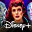 WandaVision characters Vision, Scarlet Witch, Ultron, Disney Plus logo