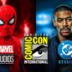 Spider-Man, Green Lantern John Stewart, Logos for Marvel Studios, DC, San Diego Comic Con