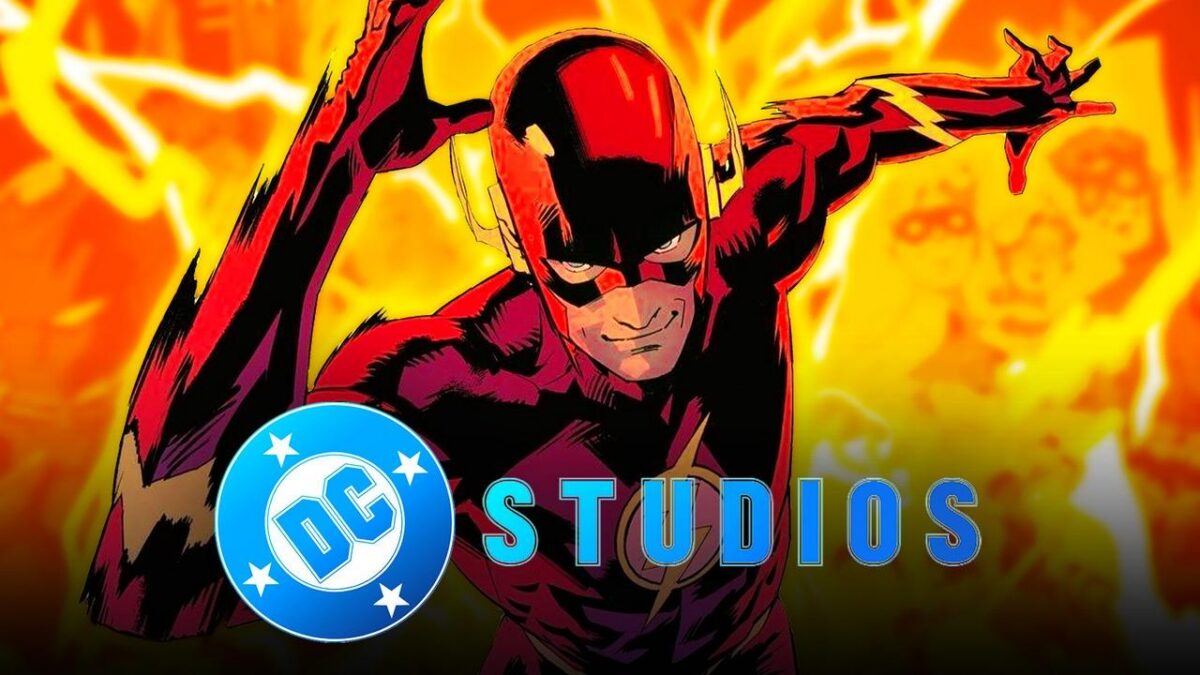 The Flash in DC Comics, DC Studios logo.