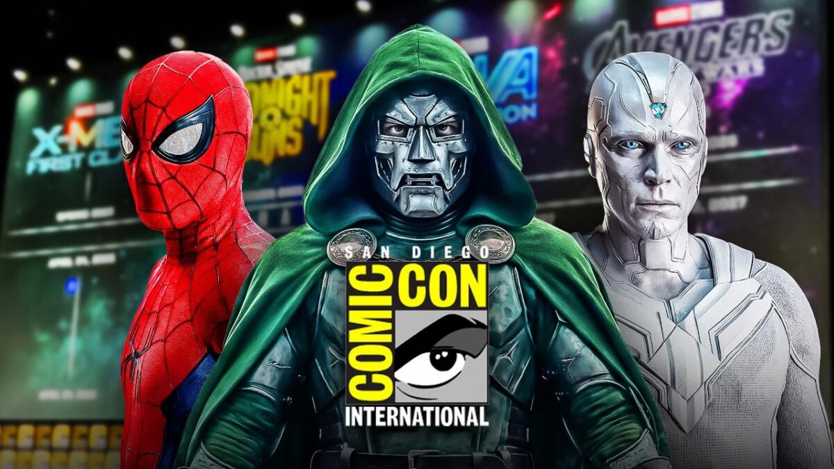Spider-Man, Doctor Doom, Vision, San Diego Comic-Con 2026 Logo.