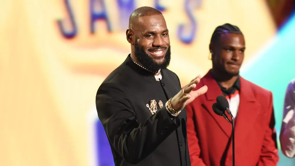 LeBron James speaks onstage at The 2023 ESPYS held at Dolby Theatre on July 12, 2023 in Los Angeles, California. (Photo by Gilbert Flores/Variety via Getty Images)