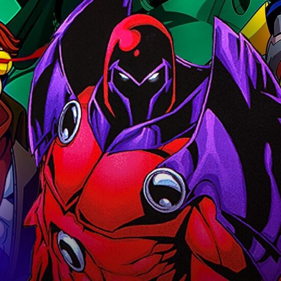Animated Cyclops and Wolverine from X-Men '97 with comic Onslaught in-between them.