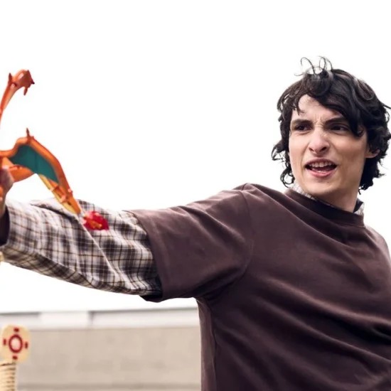 A still of Finn Wolfhard from the new LEGO Pokemon collaboration ad with Terry Crews.
