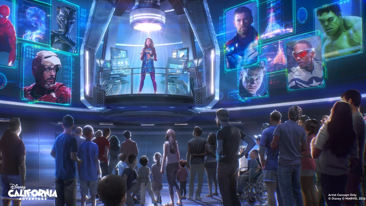 Mission briefing concept art for Avengers: Infinity Defense at Avengers Campus.