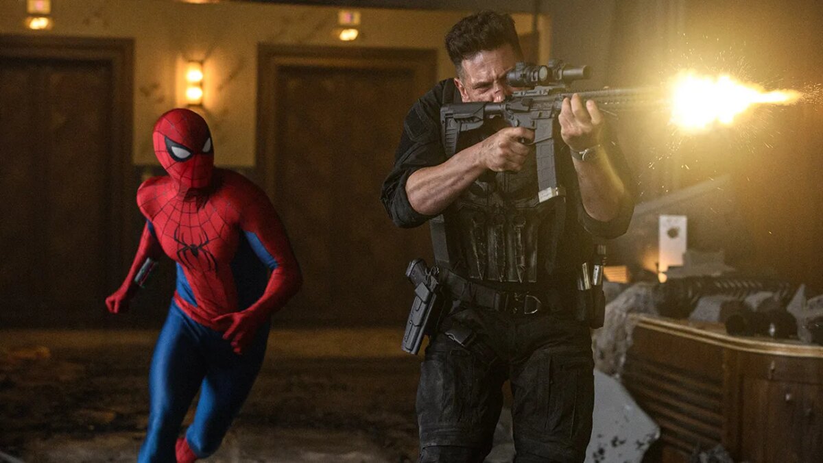 Spider-Man and The Punisher (Jon Bernthal) in Columbia Pictures Spider-Man: Brand New Day