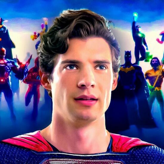David Corenswet's Superman, Justice League Heroes in line together