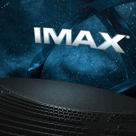 A promo photo from IMAX of their large screen in a theater.